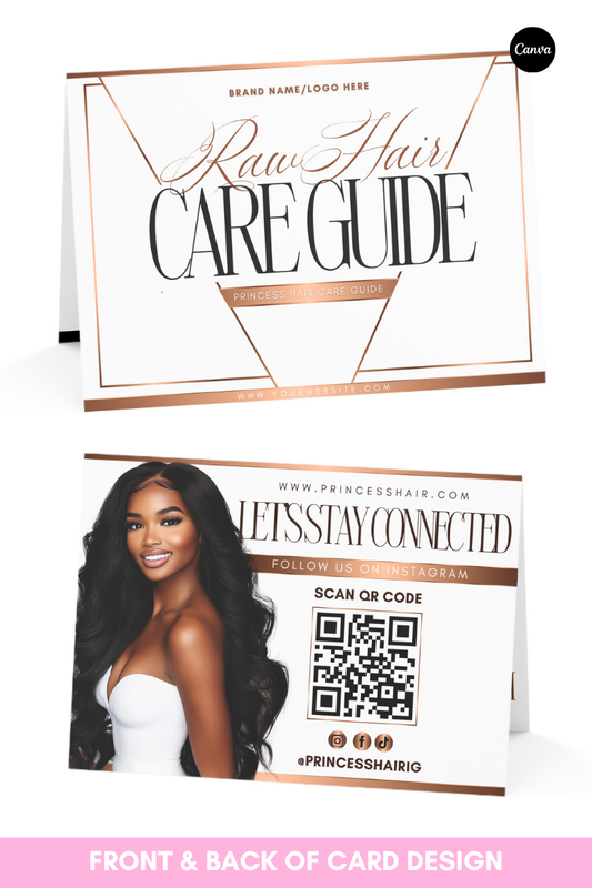 White & Gold Raw Hair Care Card Template Design