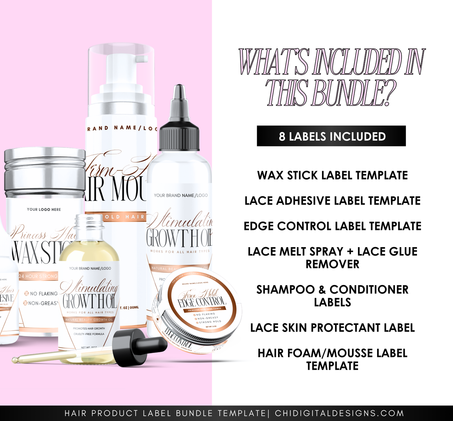 White & Copper Hair Product Label Template