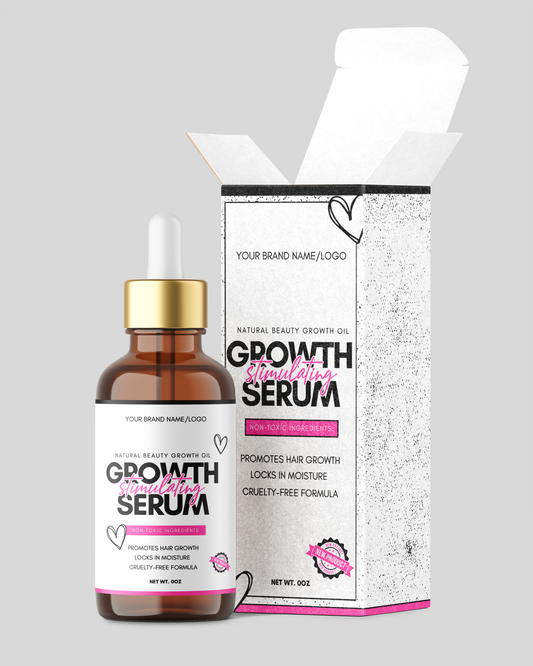 Hair Growth Oil Label + Box Template Design (2 oz–8 oz)