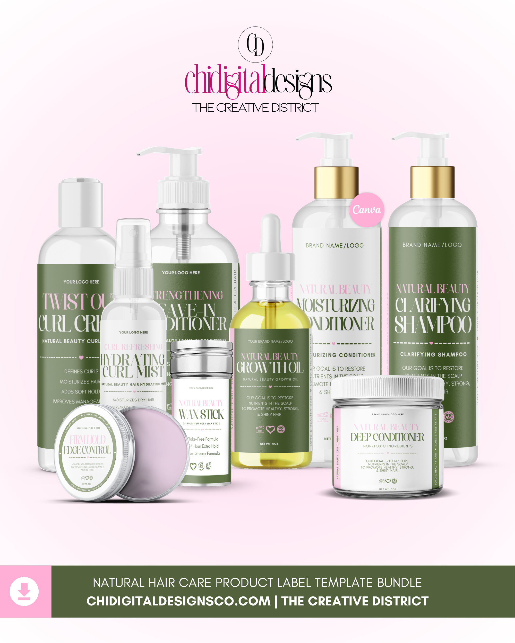 Natural Hair Care Product Label Bundle