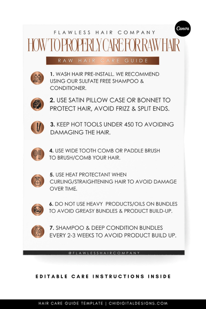 Modèle de carte de soins capillaires bruts blancs et dorés