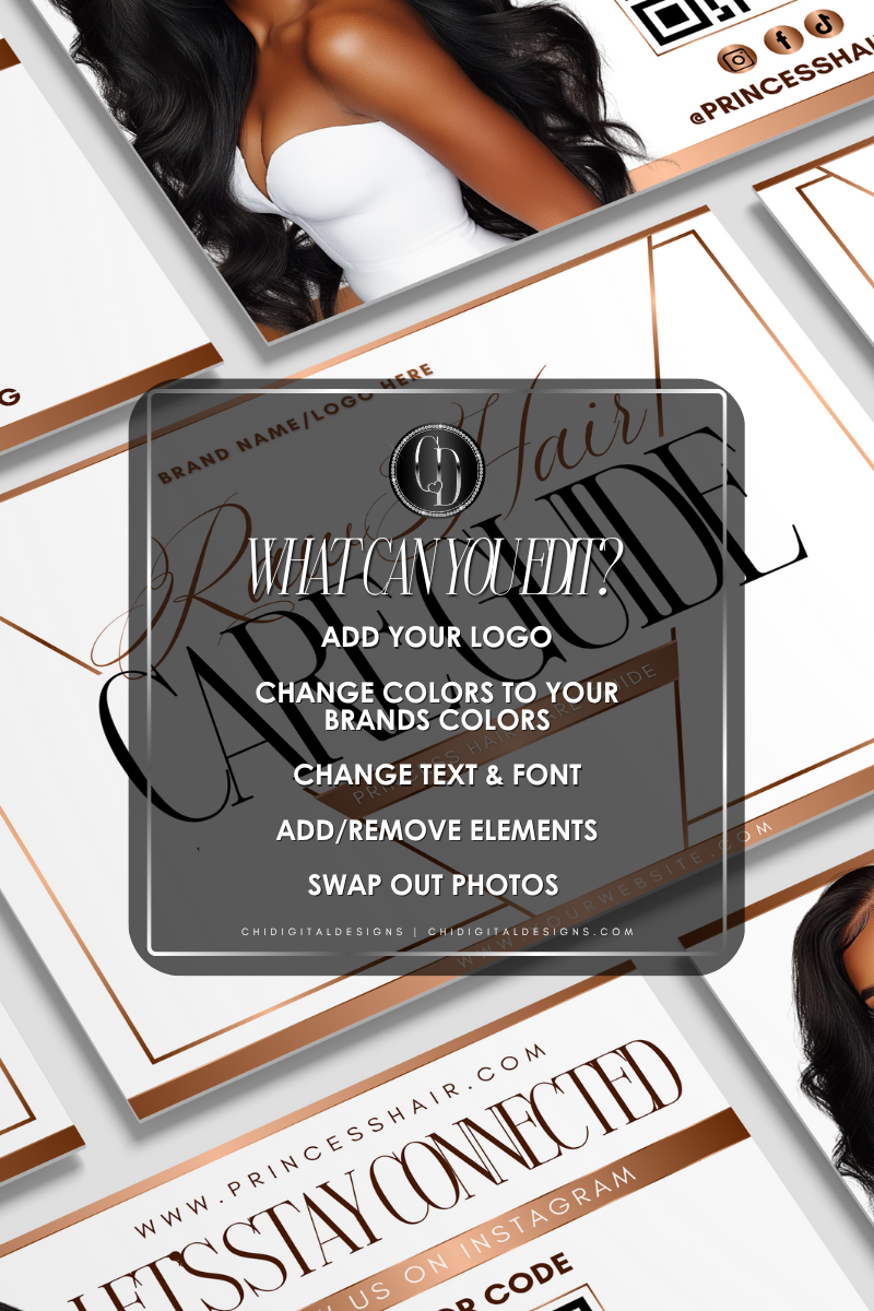 Modèle de carte de soins capillaires bruts blancs et dorés