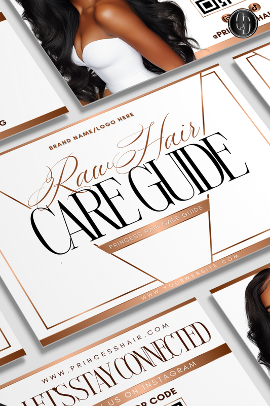 White & Gold Raw Hair Care Card Template Design