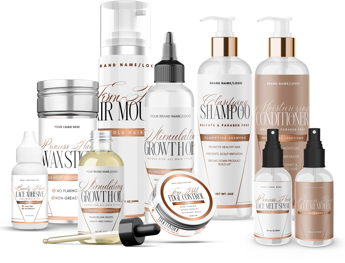 White & Copper Hair Product Label Template
