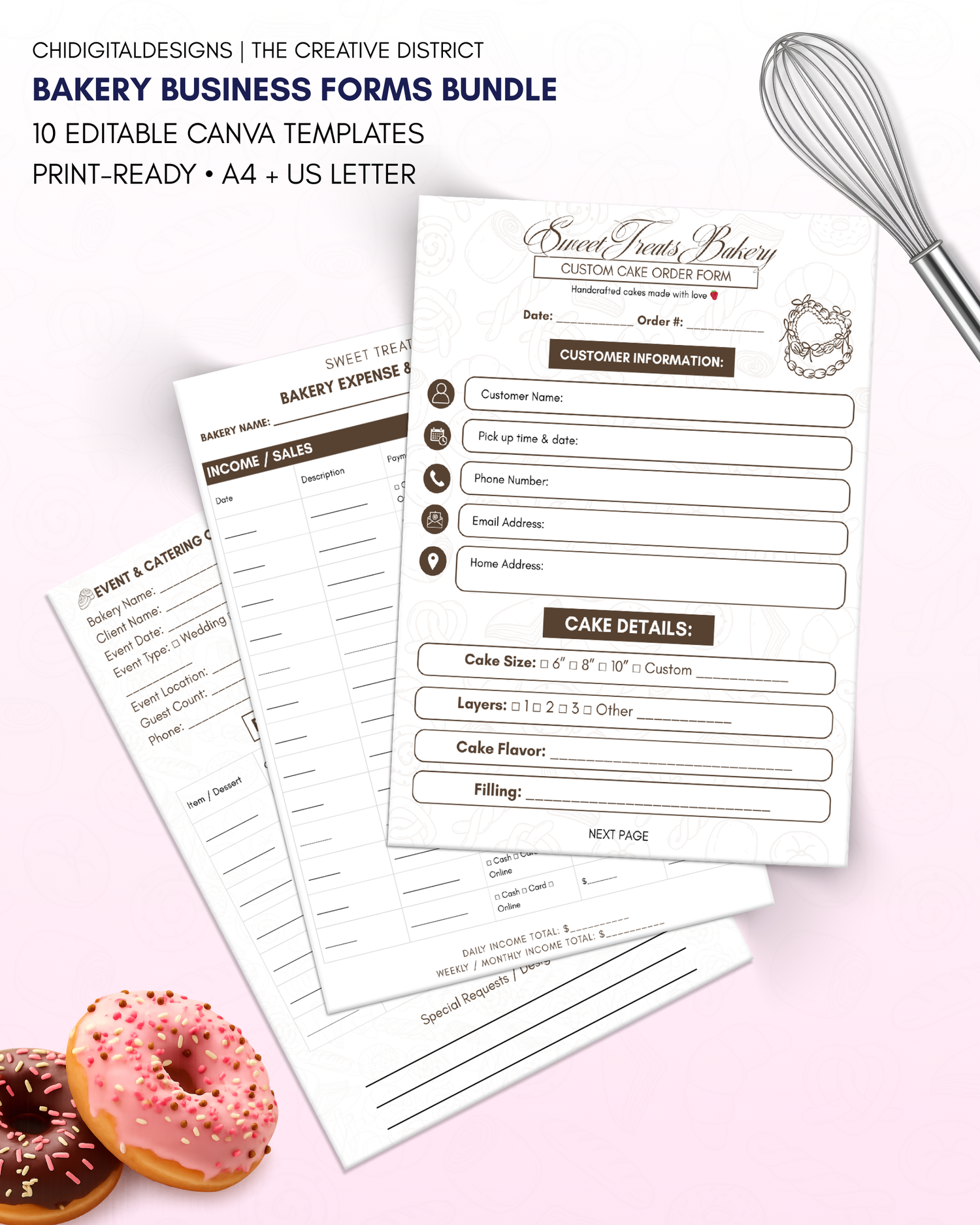 Bakery Business Essentials – Printable Canva Forms Bundle | ChiDigitalDesigns™