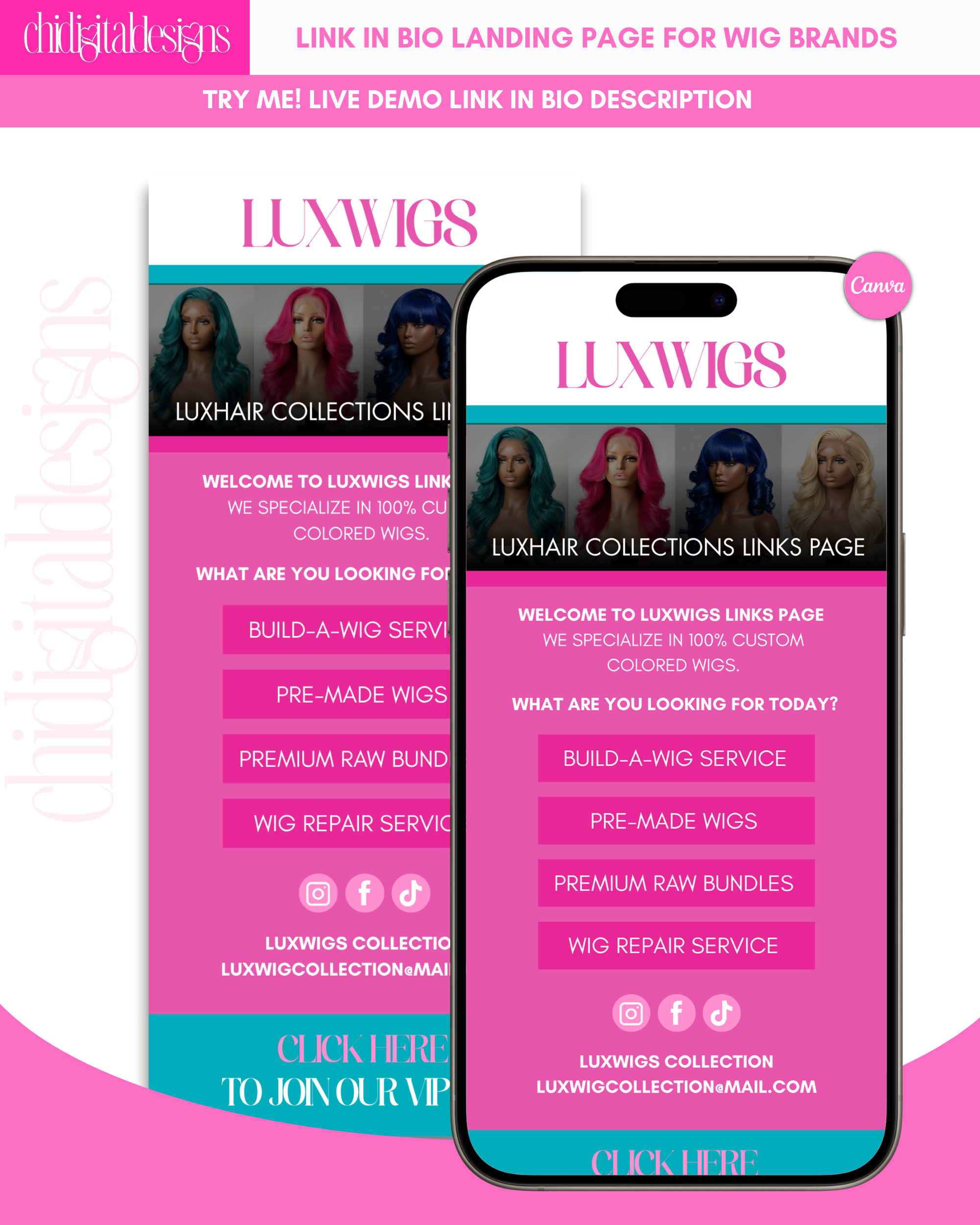 Link in Bio Page for Wig Brands