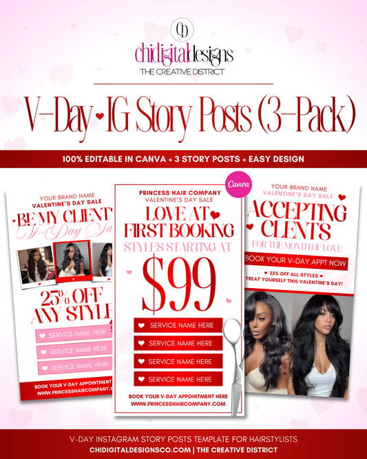 Valentine's Day Booking Story Posts for Hairstylists (3-Pack)