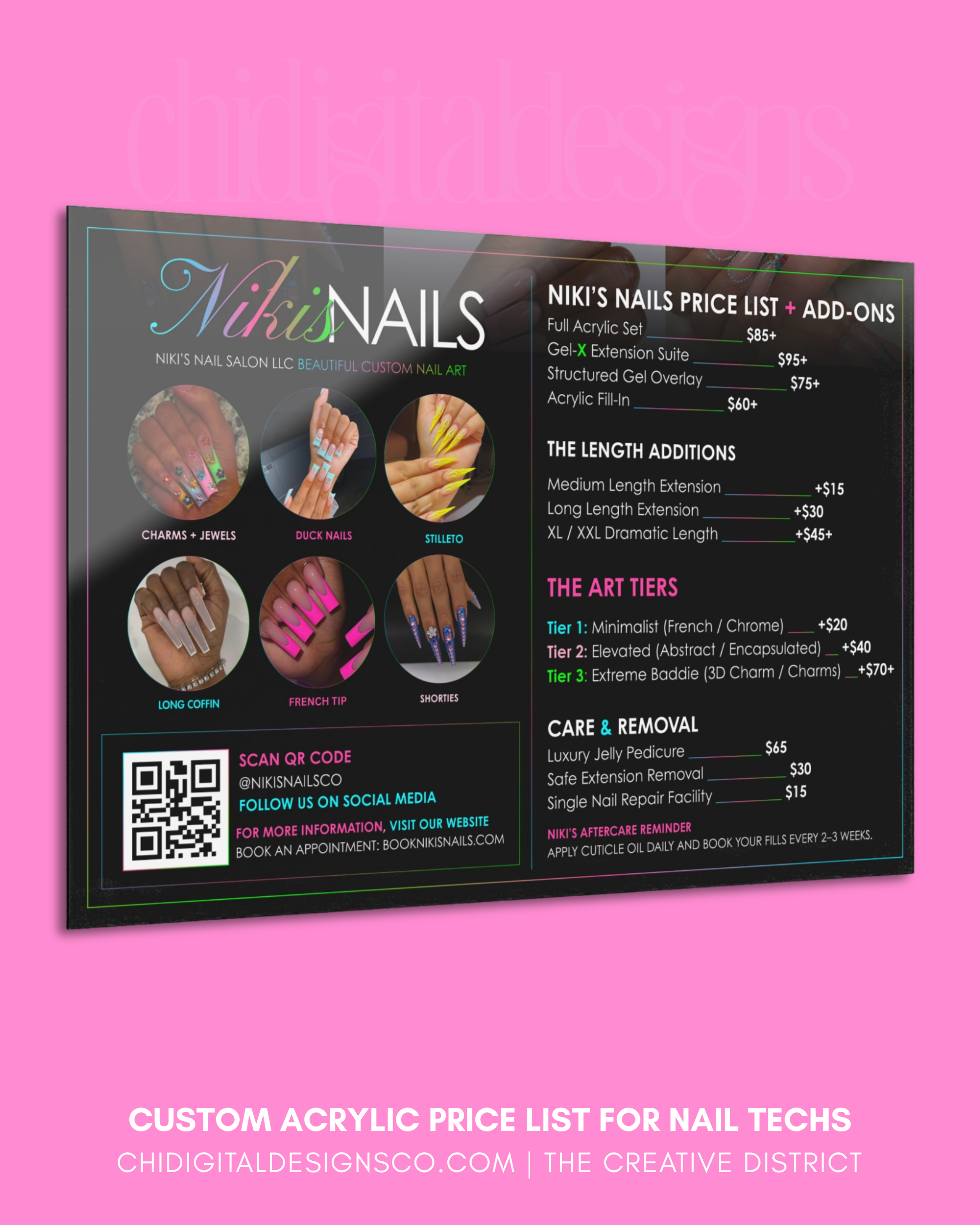 CDD Signature Custom Nail Salon Price List/Menu Service