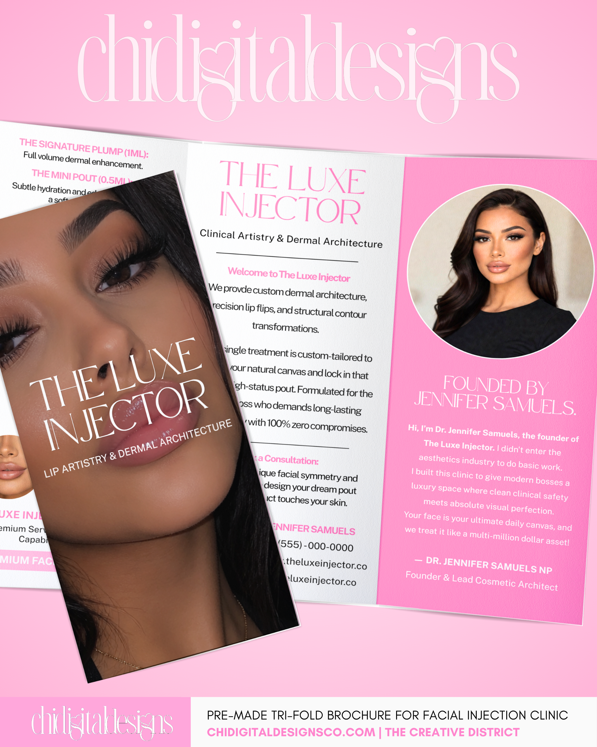 Tri-Fold Brochure Design for Facial Injection Clinics