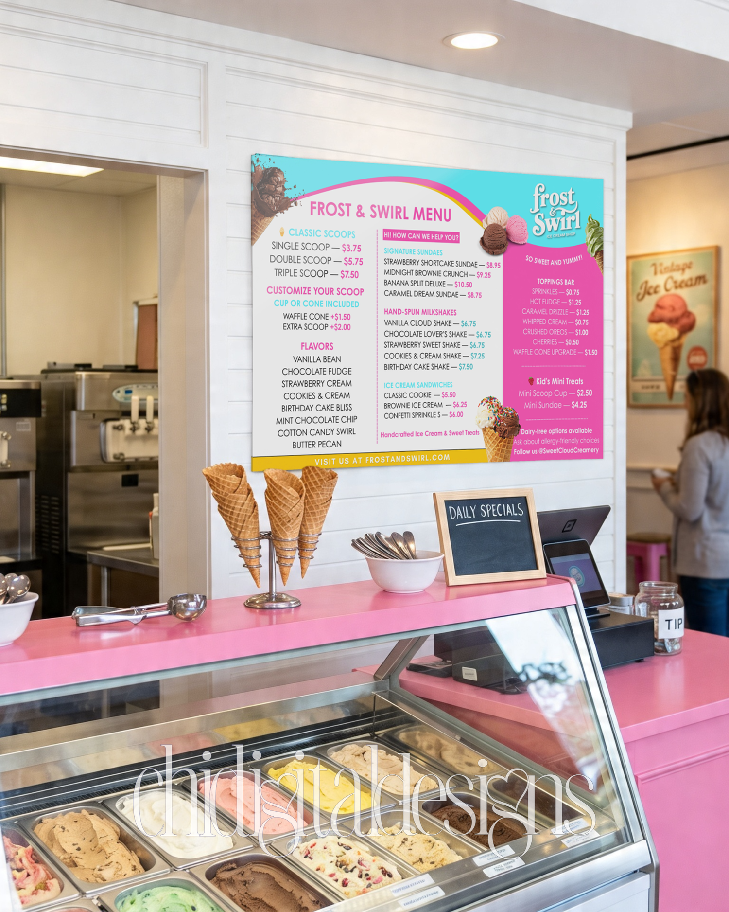 Custom multi-layered large format acrylic food and smoothie restaurant menu signs in 30x20 and 36x24 inches by Chi Digital Designs